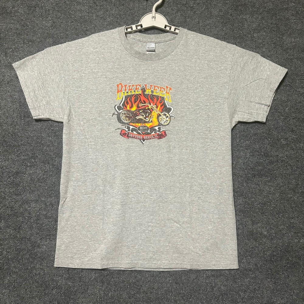 Gildan Mens T Shirt Gray Bike Week 2022 Daytona Beach Motorcycle Graphic‎ Tee